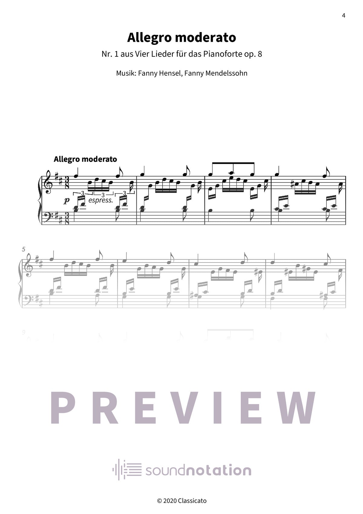 Vier Lieder für das Pianoforte op. 8 - Preview Page 1