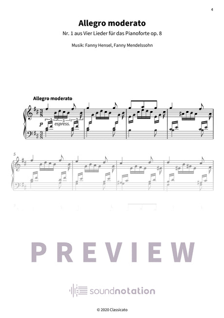Vier Lieder für das Pianoforte op. 8 - Preview Page 1