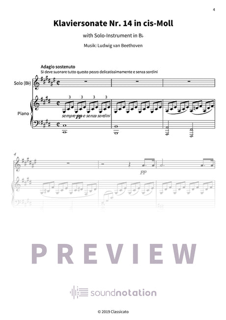 Klaviersonate Nr. 14 in cis-Moll - Preview Page 1