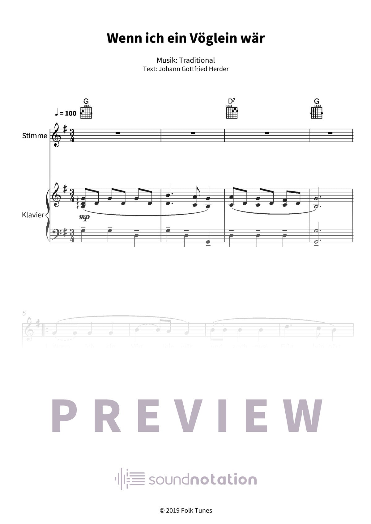 Wenn ich ein Vöglein wär - Preview Page 1