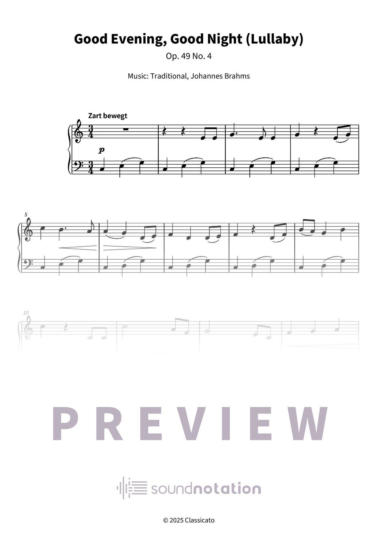 Good Evening, Good Night (Lullaby) - Preview Page 1