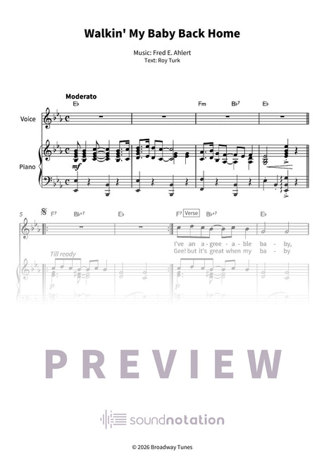 Walkin' My Baby Back Home - Preview Page 1