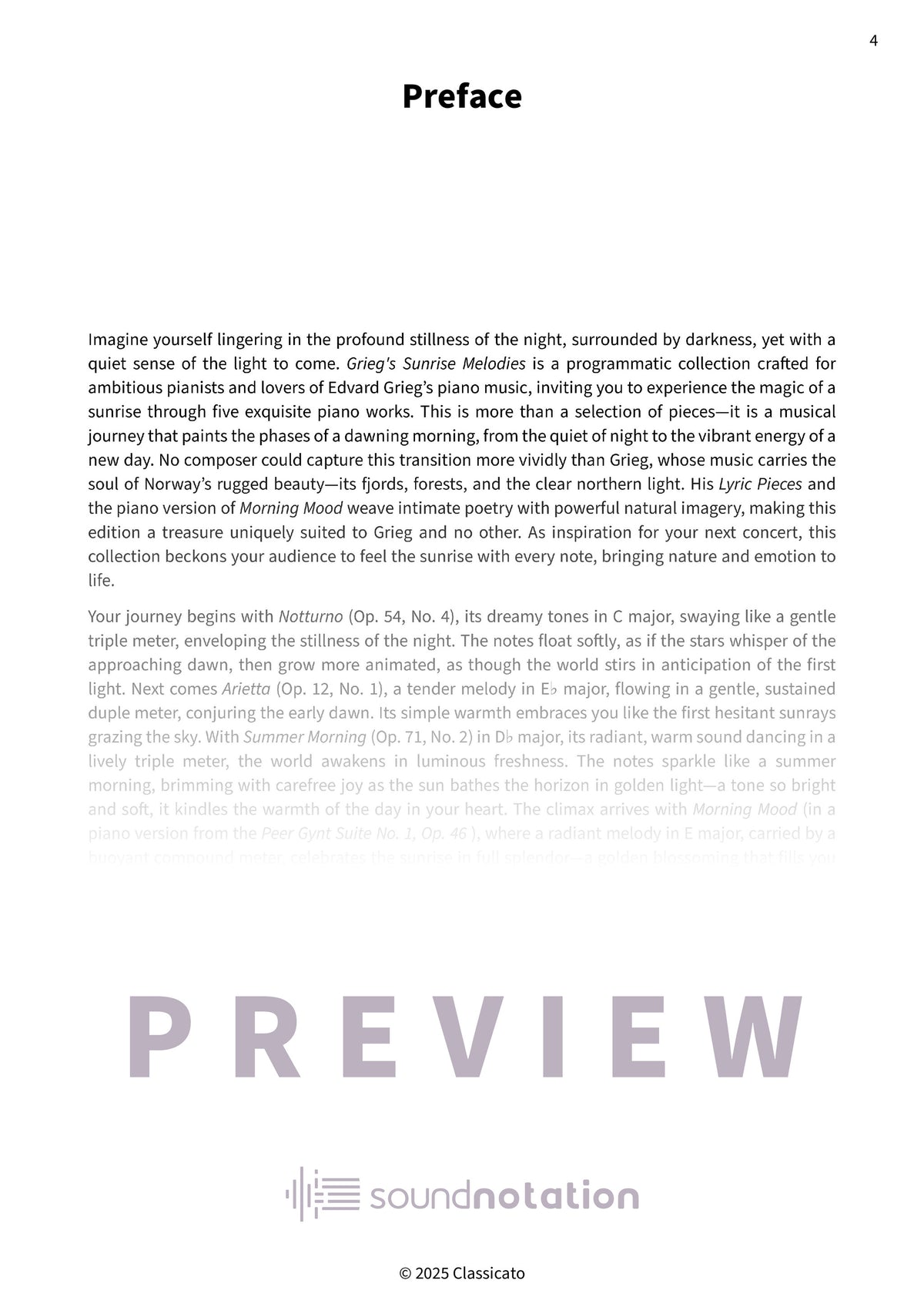 Grieg's Sunrise Melodies - Preview Page 1