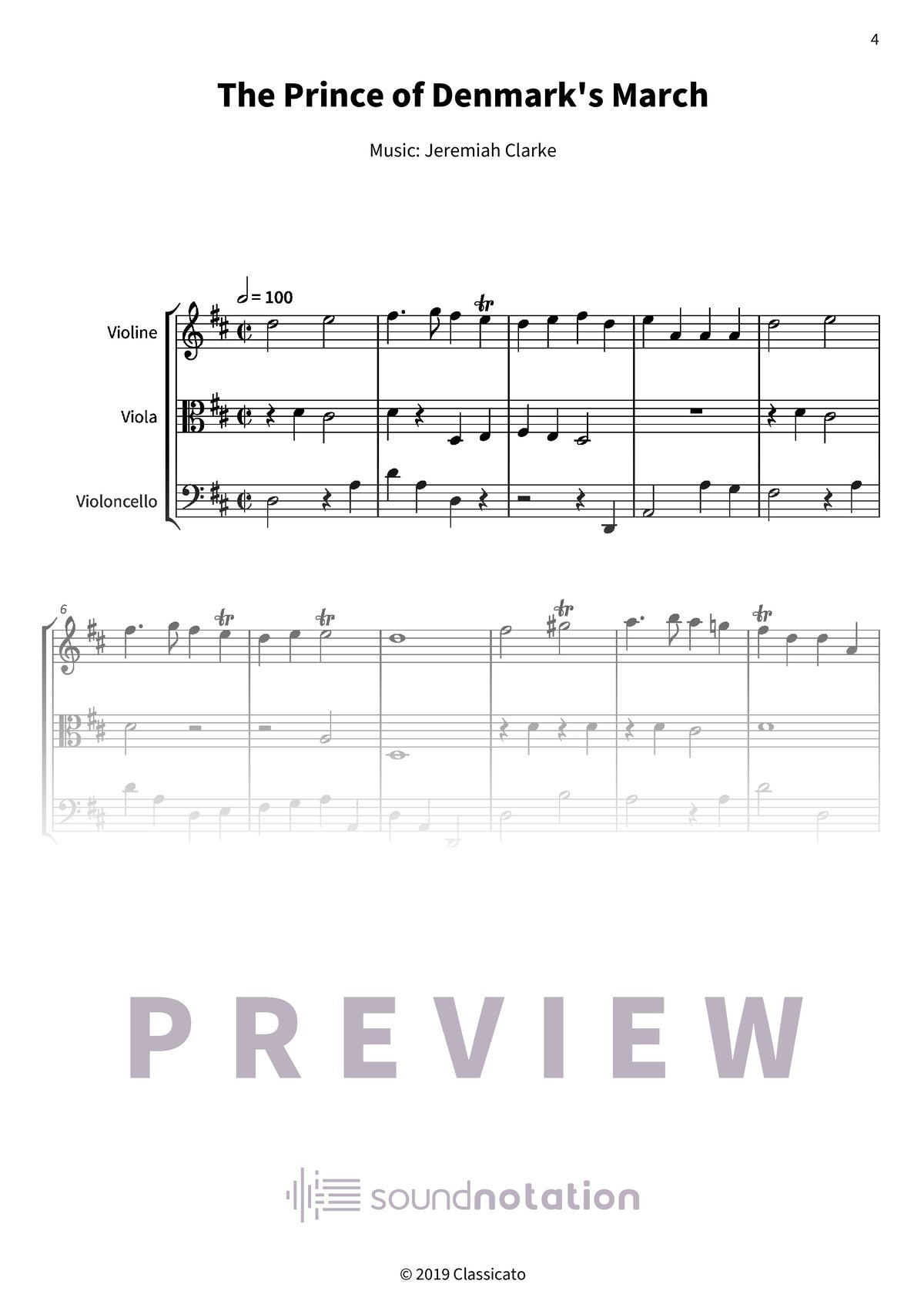 The Prince of Denmark's March - Preview Page 1