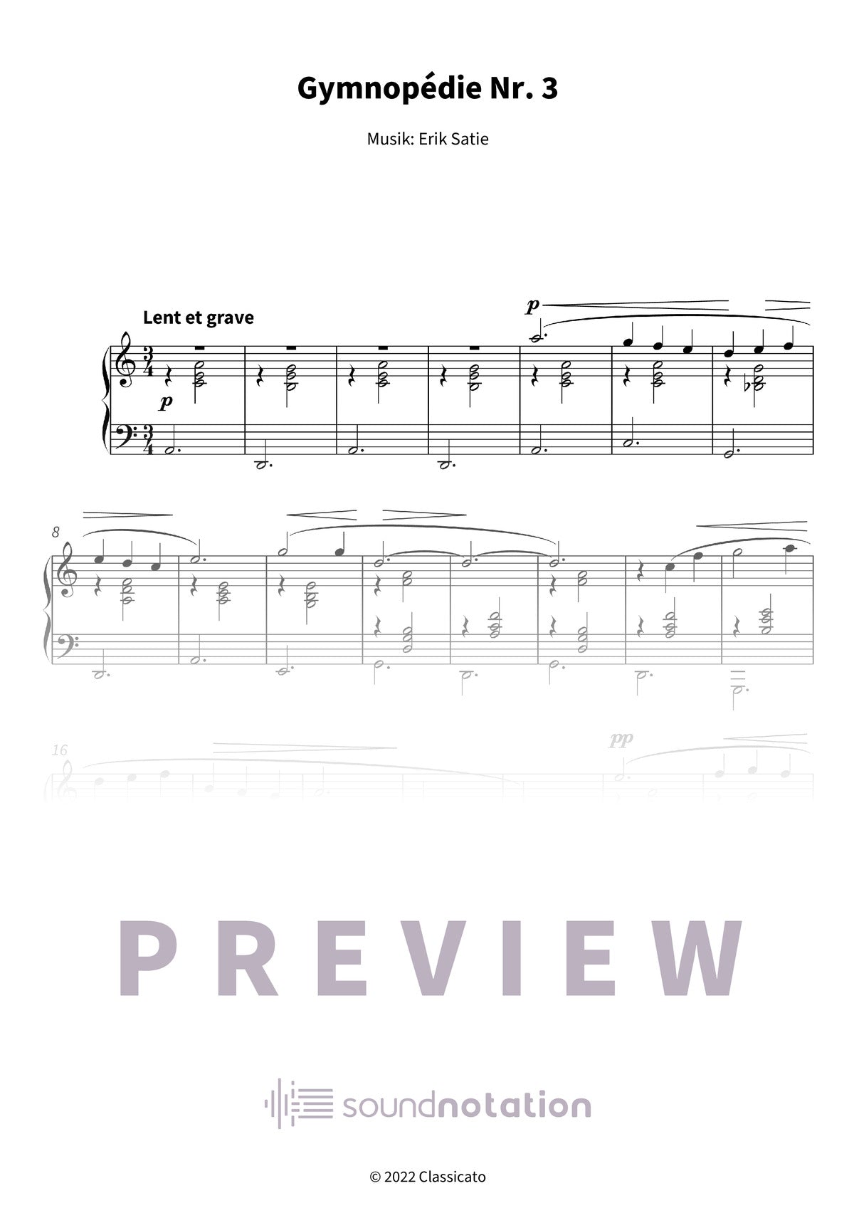 Gymnopédie Nr. 3 - Preview Page 1