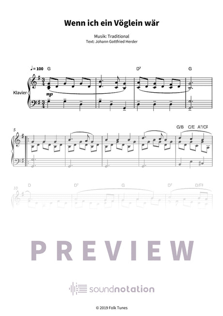 Wenn ich ein Vöglein wär - Preview Page 1