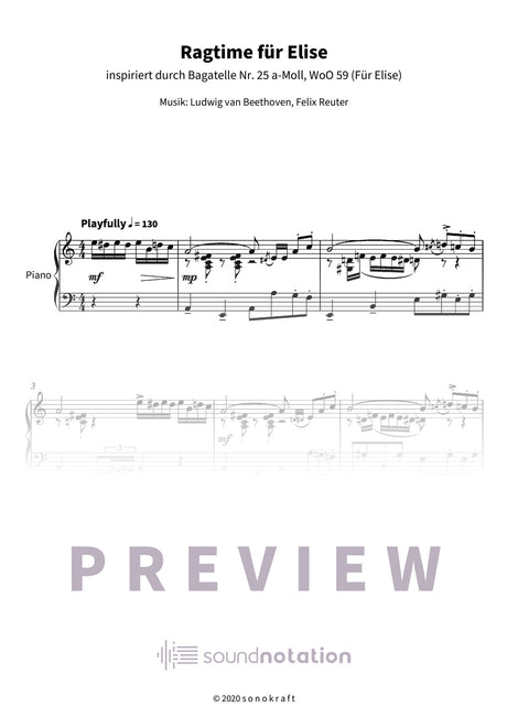 Ragtime für Elise - Preview Page 1