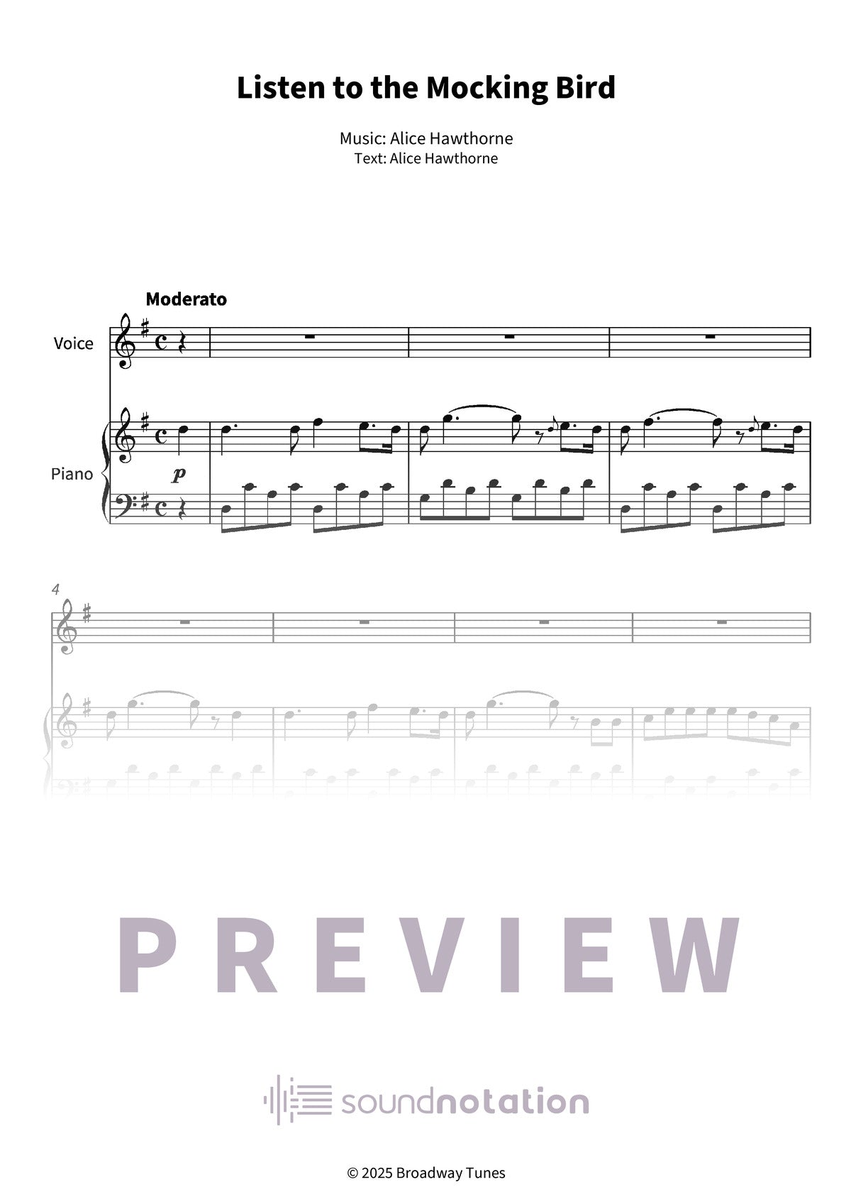 Listen to the Mocking Bird - Preview Page 1