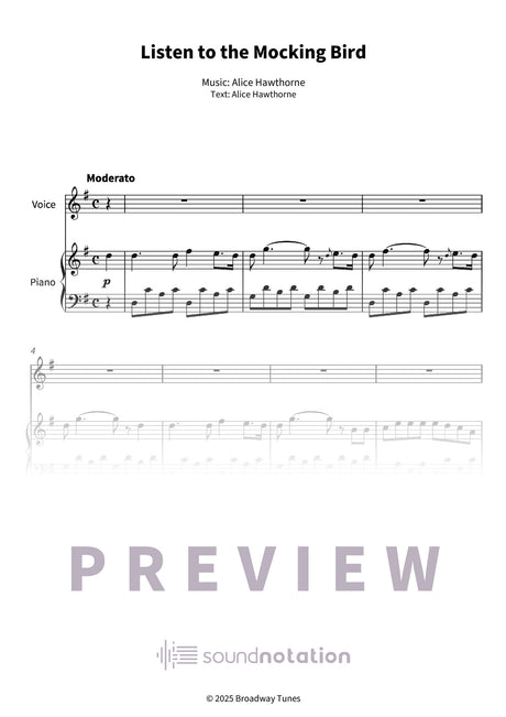 Listen to the Mocking Bird - Preview Page 1