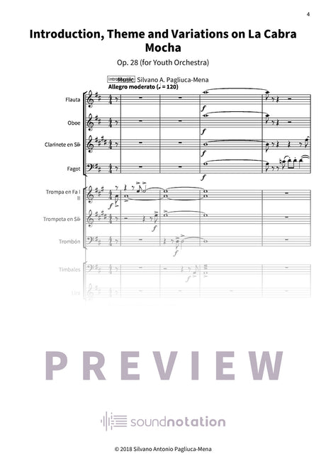 Introduction, Theme and Variations on La Cabra Mocha - Preview Page 1
