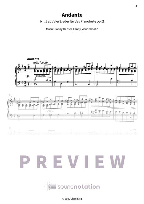 Vier Lieder für das Pianoforte op. 2 - Preview Page 1