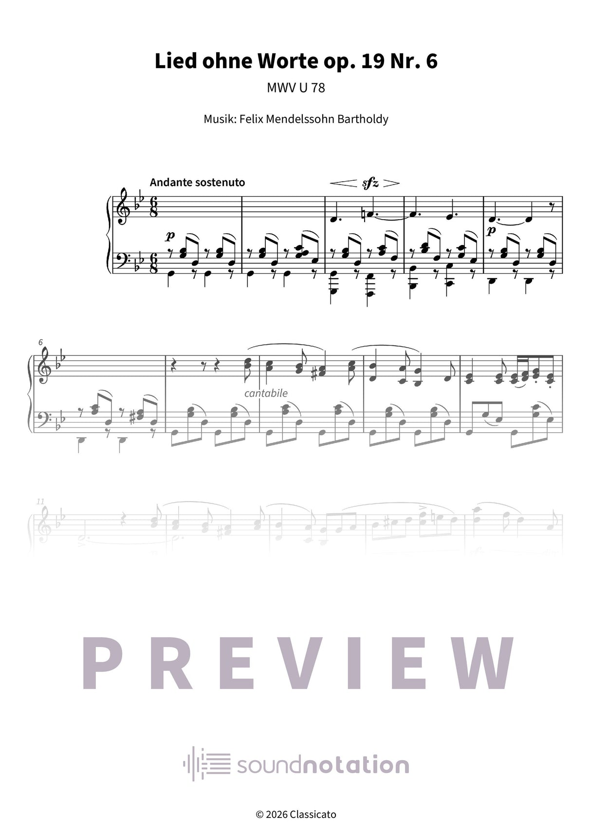 Lied ohne Worte op. 19 Nr. 6 - Preview Page 1