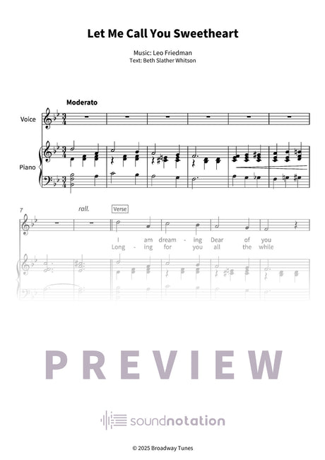 Let Me Call You Sweetheart - Preview Page 1