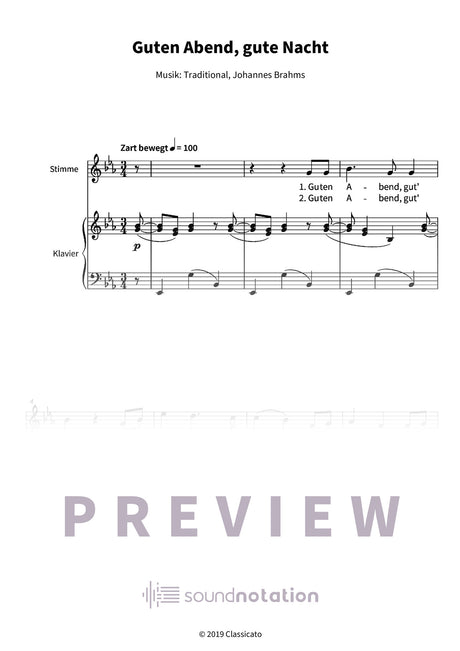 Guten Abend, gute Nacht (Wiegenlied) - Preview Page 1