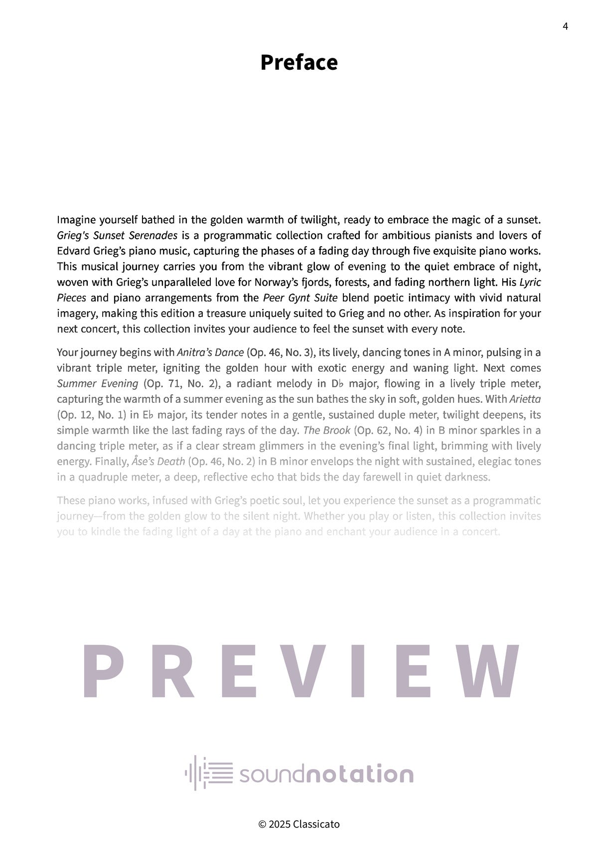 Grieg's Sunset Serenades - Preview Page 1
