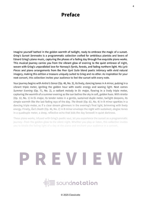 Grieg's Sunset Serenades - Preview Page 1