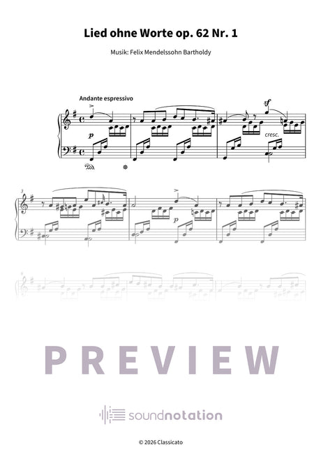Lied ohne Worte op. 62 Nr. 1 - Preview Page 1