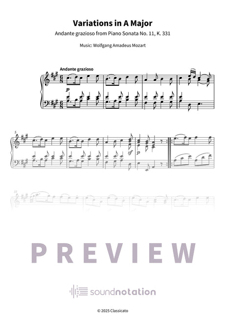 Variations in A Major - Preview Page 1