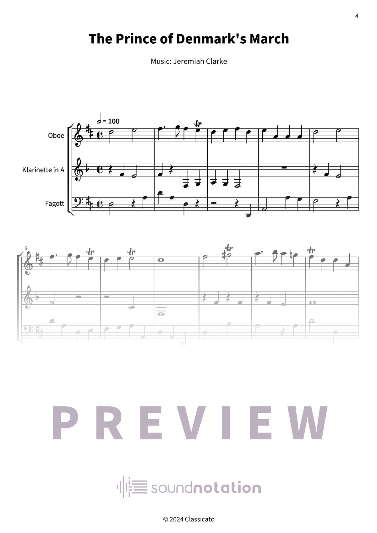 The Prince of Denmark's March - Preview Page 1