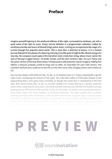Grieg's Sunrise Melodies - Preview Page 1