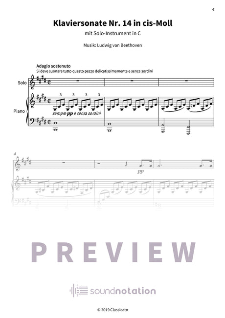 Klaviersonate Nr. 14 in cis-Moll - Preview Page 1