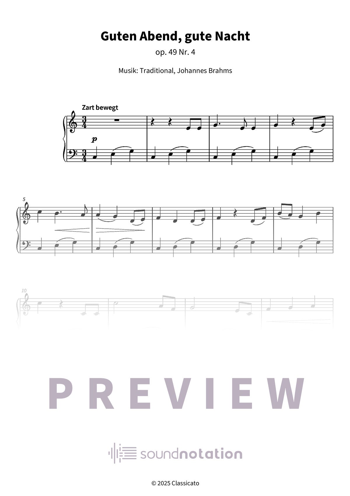 Guten Abend, gute Nacht (Wiegenlied) - Preview Page 1