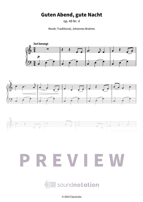 Guten Abend, gute Nacht (Wiegenlied) - Preview Page 1