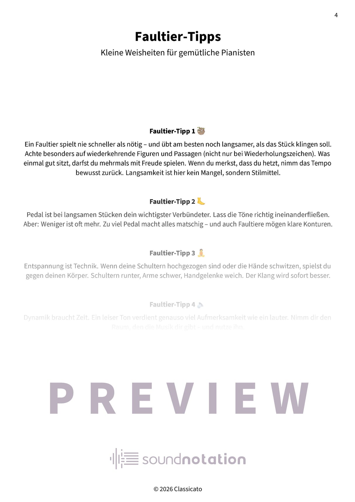 Langsame Stücke für Faultier-Pianisten - Preview Page 1