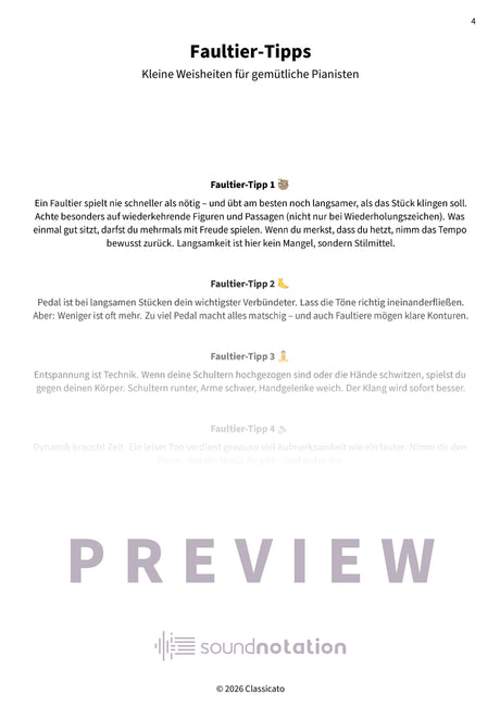 Langsame Stücke für Faultier-Pianisten - Preview Page 1