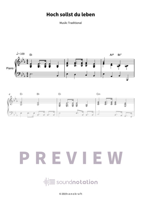 Hoch sollst du leben - Preview Page 1