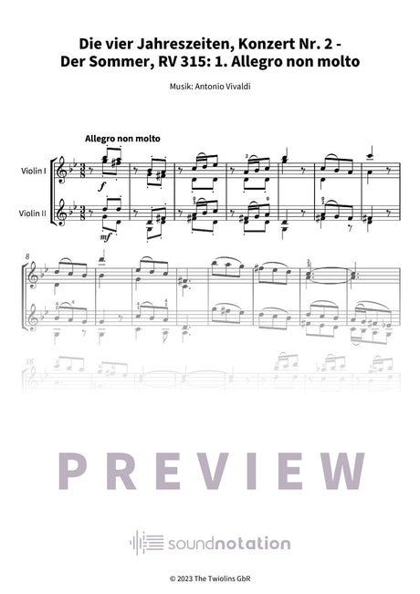 Die vier Jahreszeiten, Konzert Nr. 2 - Der Sommer - Preview Page 1