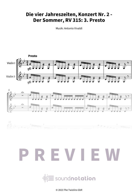 Die vier Jahreszeiten, Konzert Nr. 2 - Der Sommer - Preview Page 1