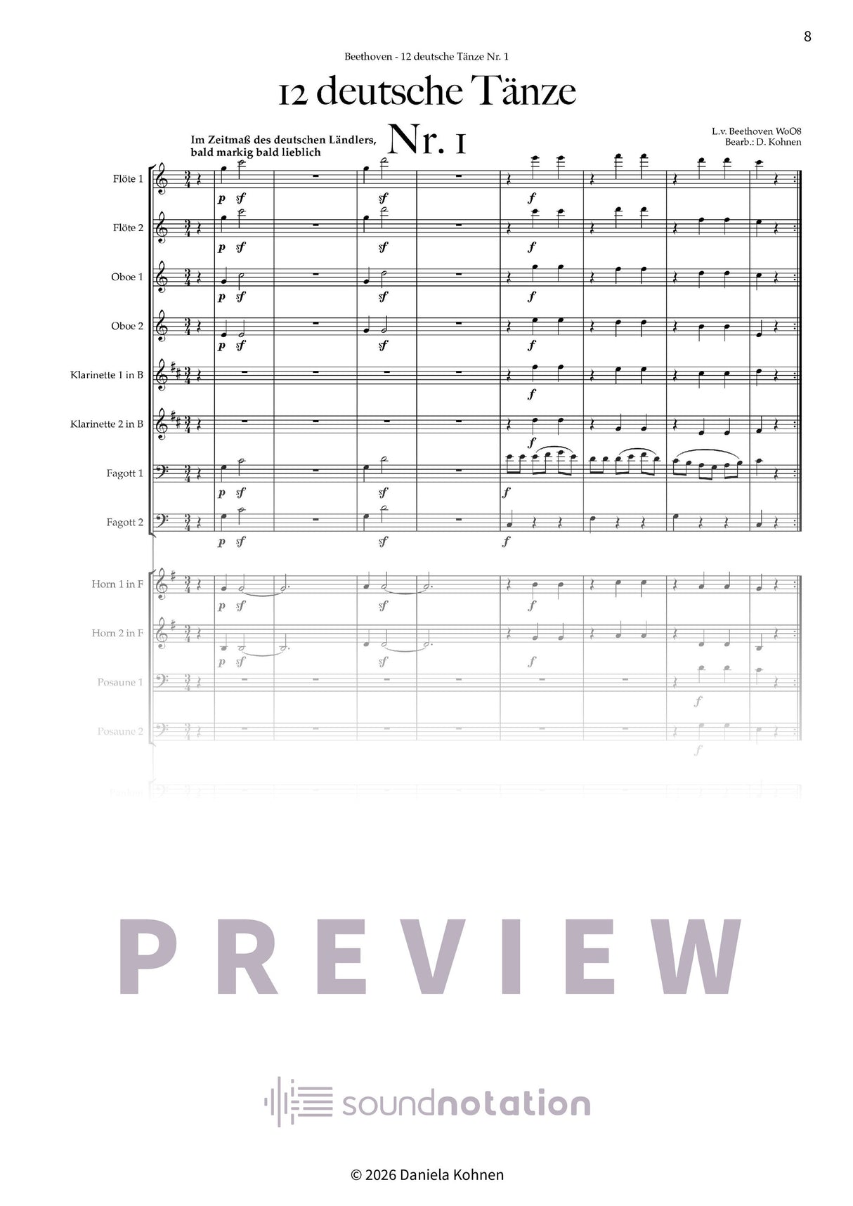 12 Deutsche Tänze - Preview Page 1
