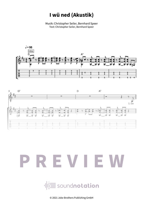 I wü ned (Akustik) - Preview Page 1