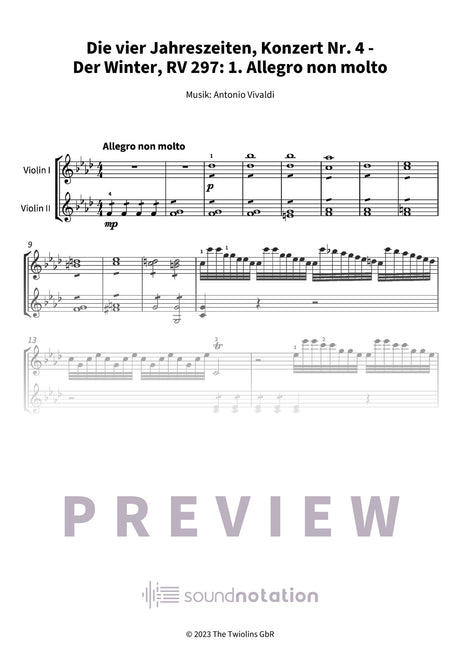 Die vier Jahreszeiten, Konzert Nr. 4 - Der Winter - Preview Page 1