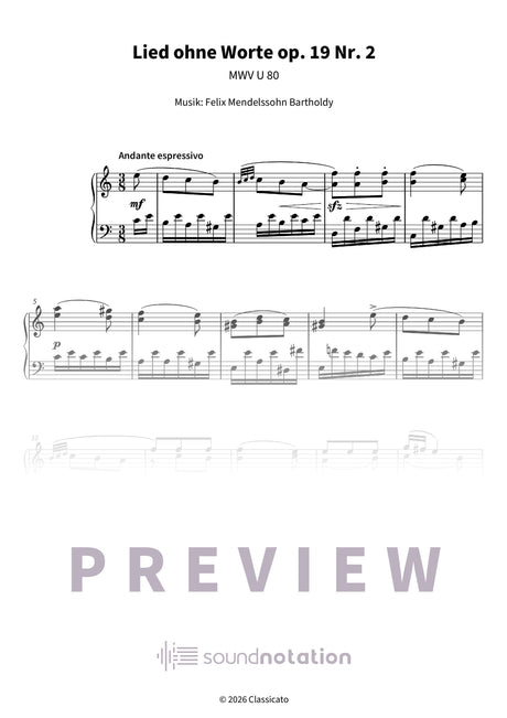 Lied ohne Worte op. 19 Nr. 2 - Preview Page 1