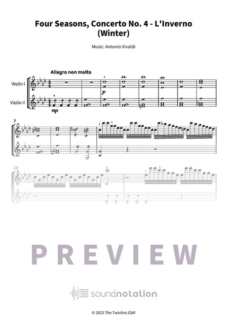 Four Seasons, Concerto No. 4 - L'Inverno (Winter) - Preview Page 1