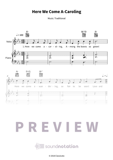 Here We Come A-Caroling - Preview Page 1