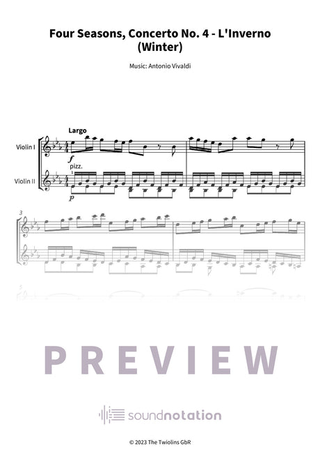 Four Seasons, Concerto No. 4 - L'Inverno (Winter) - Preview Page 1