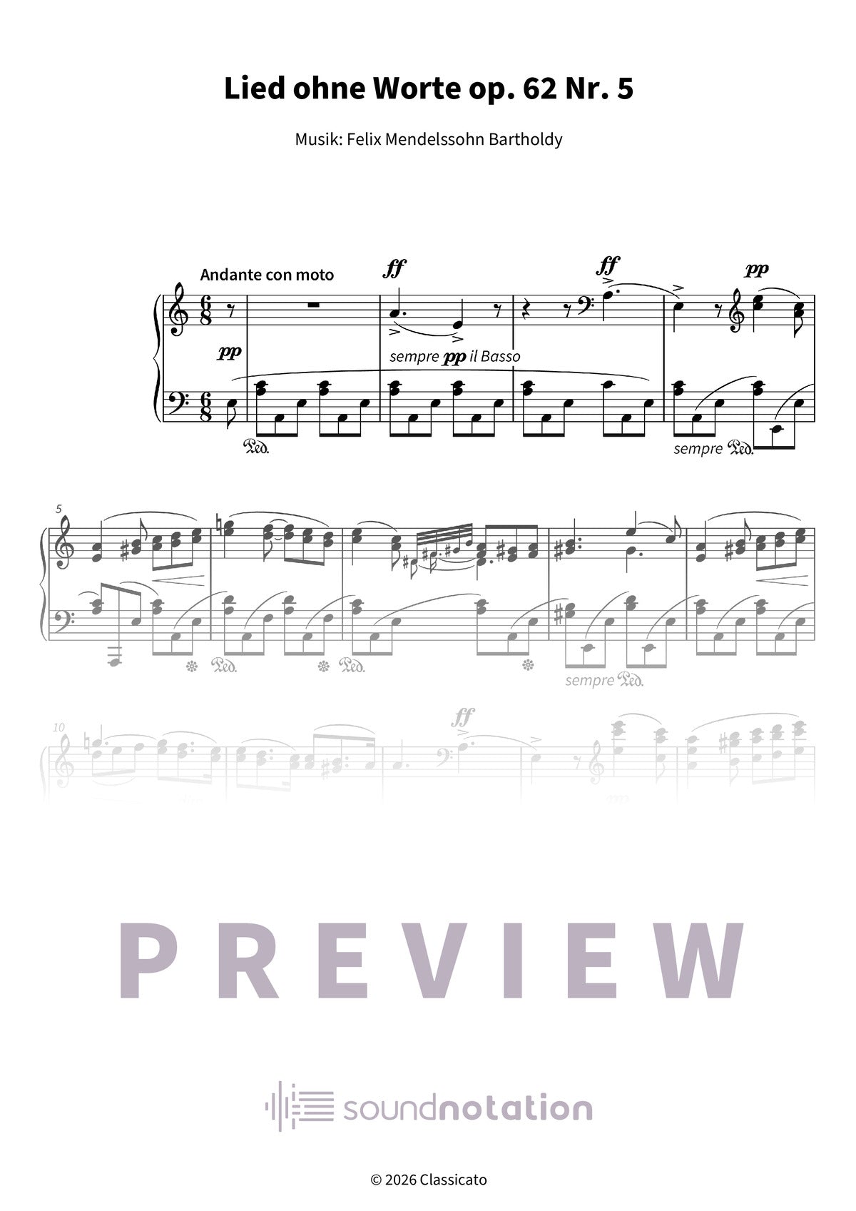 Lied ohne Worte op. 62 Nr. 5 - Preview Page 1