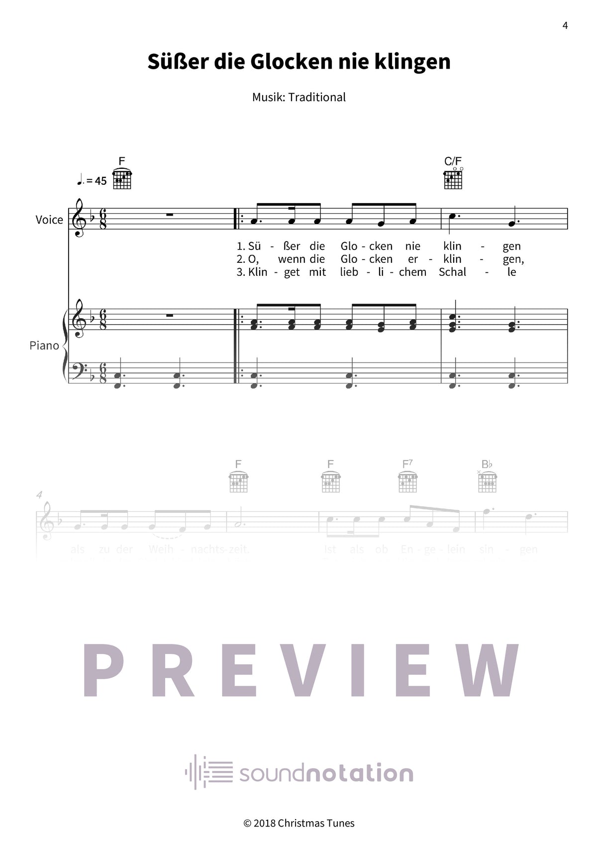 Harmonische Weihnachten mit Gesang und Begleitung - Preview Page 1