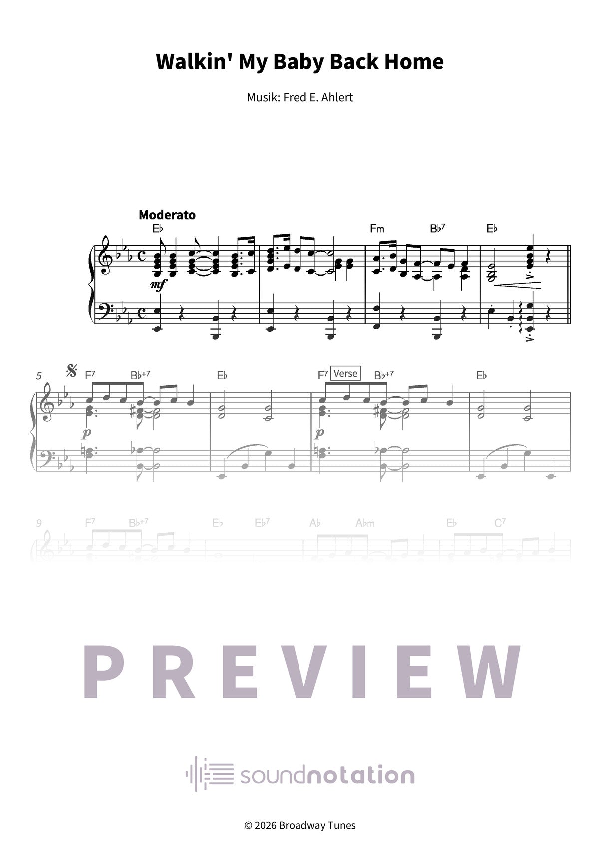Walkin' My Baby Back Home - Preview Page 1