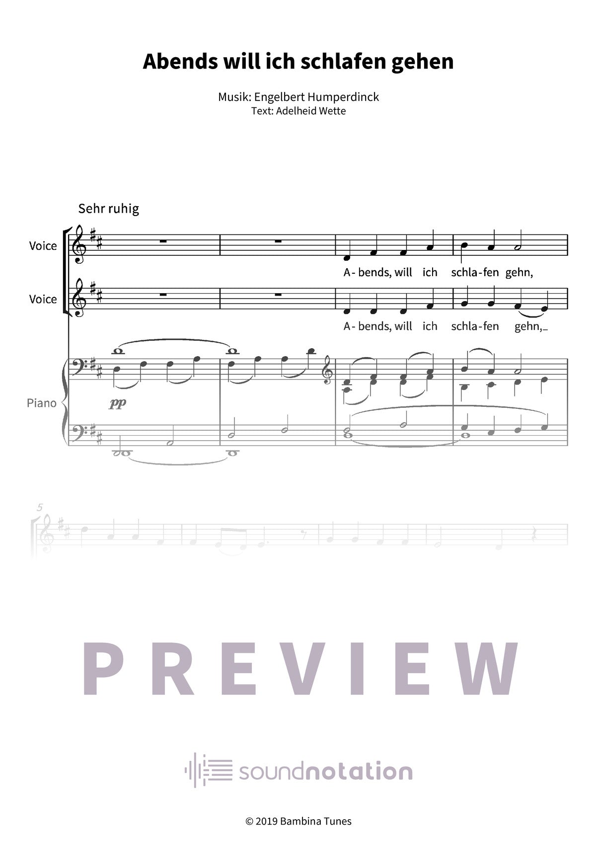 Abends will ich schlafen gehen - Preview Page 1