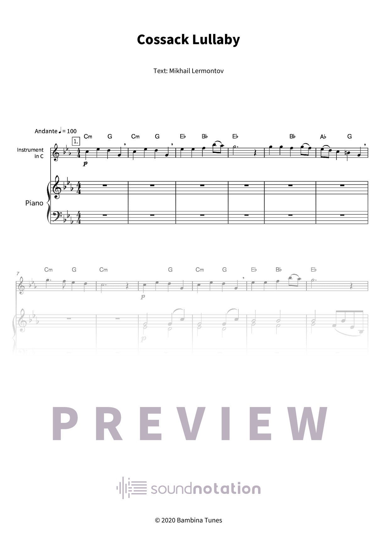 Cossack Lullaby - Preview Page 1