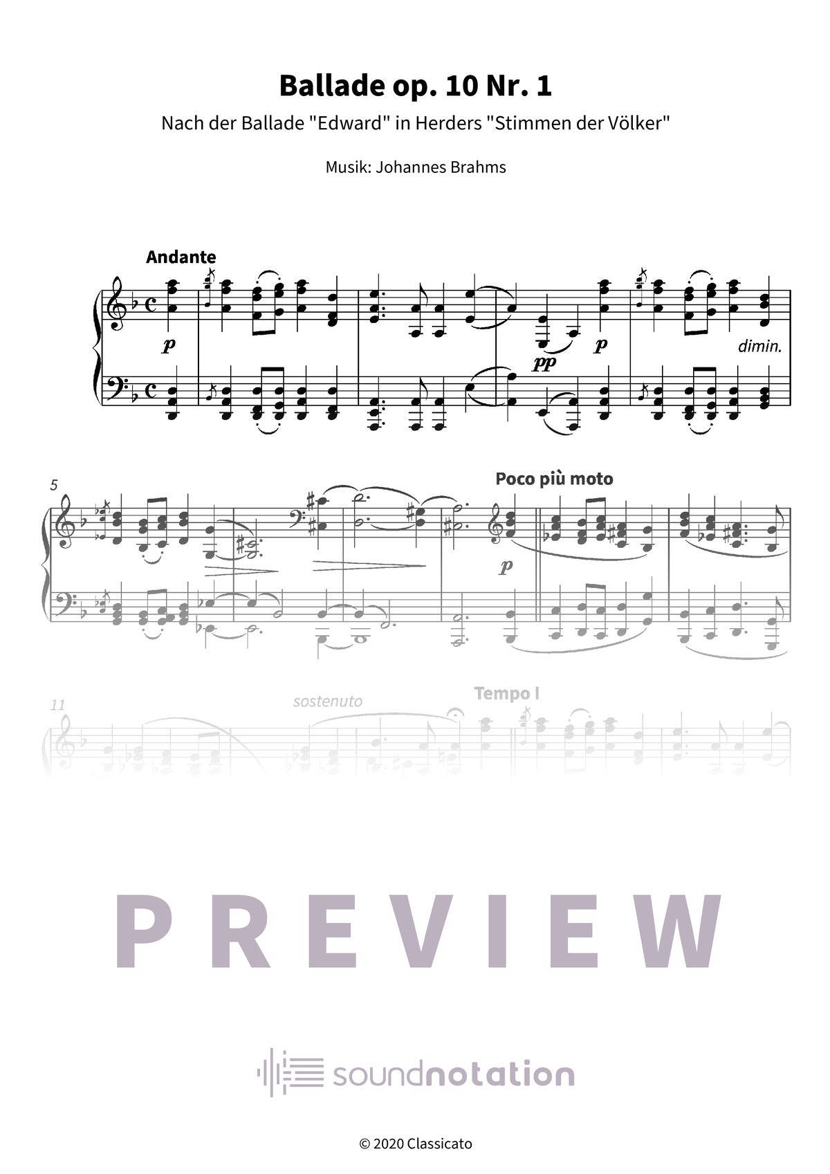 Ballade op. 10 Nr. 1 - Preview Page 1