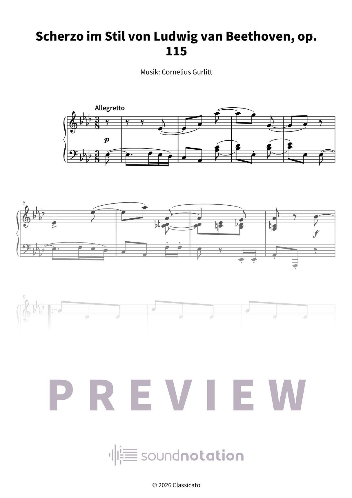 Scherzo im Beethoven-Stil über „Ach du lieber Augustin“ - Preview Page 1