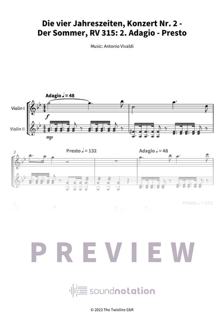 Die vier Jahreszeiten, Konzert Nr. 2 - Der Sommer - Preview Page 1
