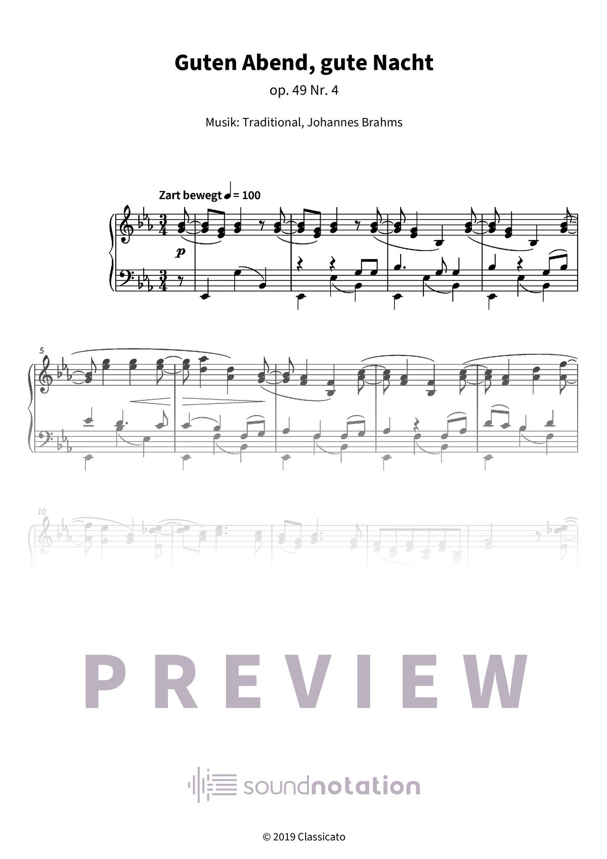 Guten Abend, gute Nacht (Wiegenlied) - Preview Page 1