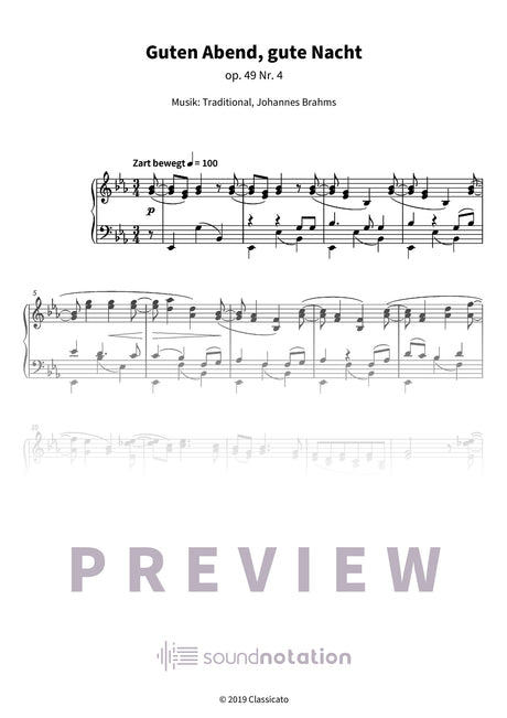 Guten Abend, gute Nacht (Wiegenlied) - Preview Page 1