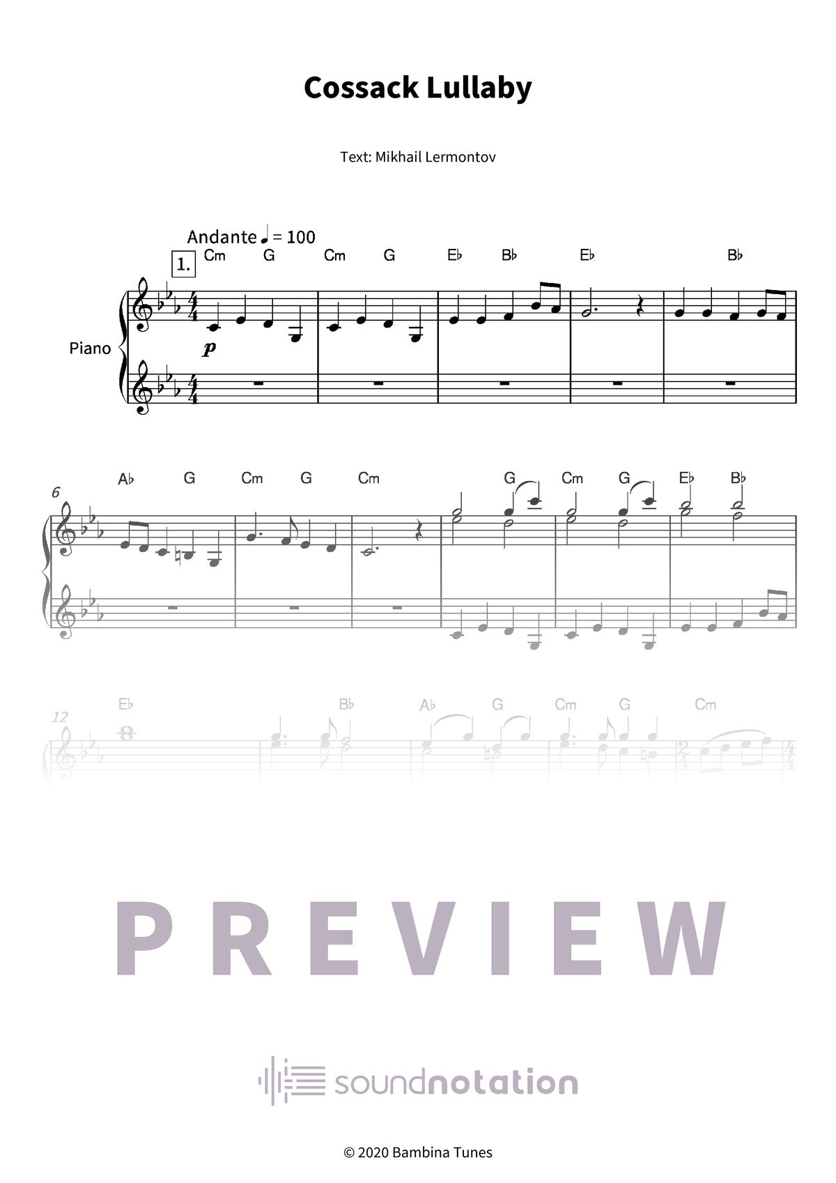 Cossack Lullaby - Preview Page 1